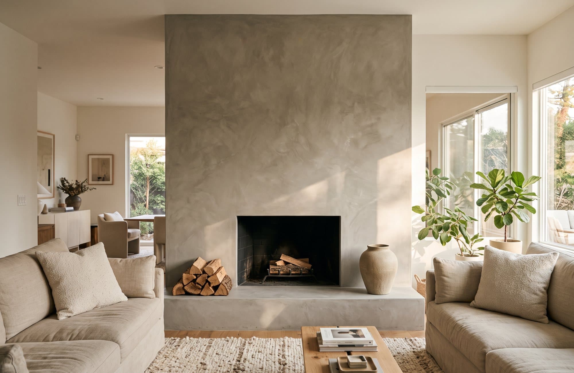 The fireplace, re-faced